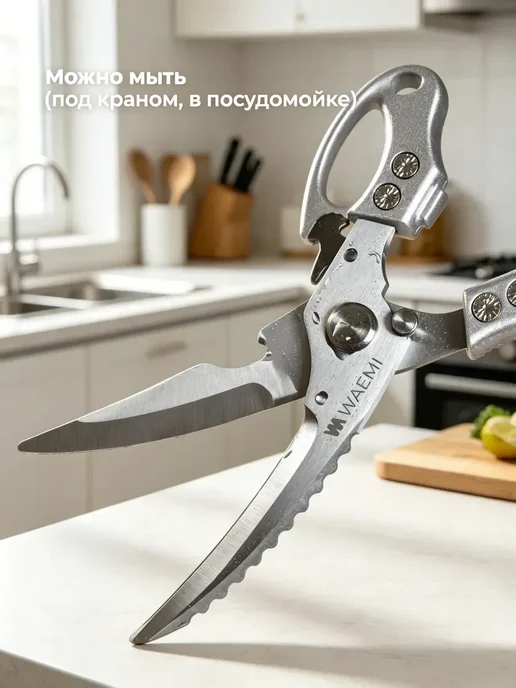 Ножницы кухонные секатор для овощей и мяса, вариант, фото 3