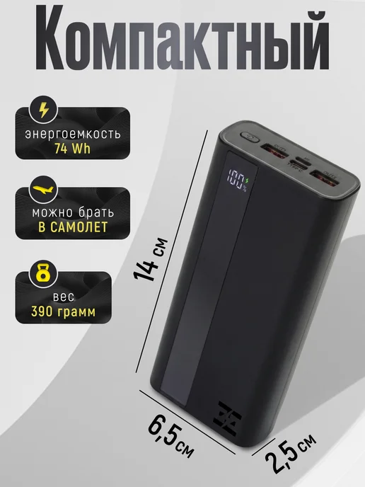 EverEnergy Повербанк 20000 Mah для телефона с быстрой зарядкой, 20000 мАч, фото 4