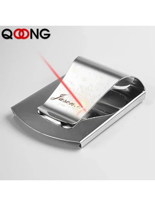 QOONG Серебряный зажим для денег из нержавеющей стали QZ40-006, серебристый, фото 3