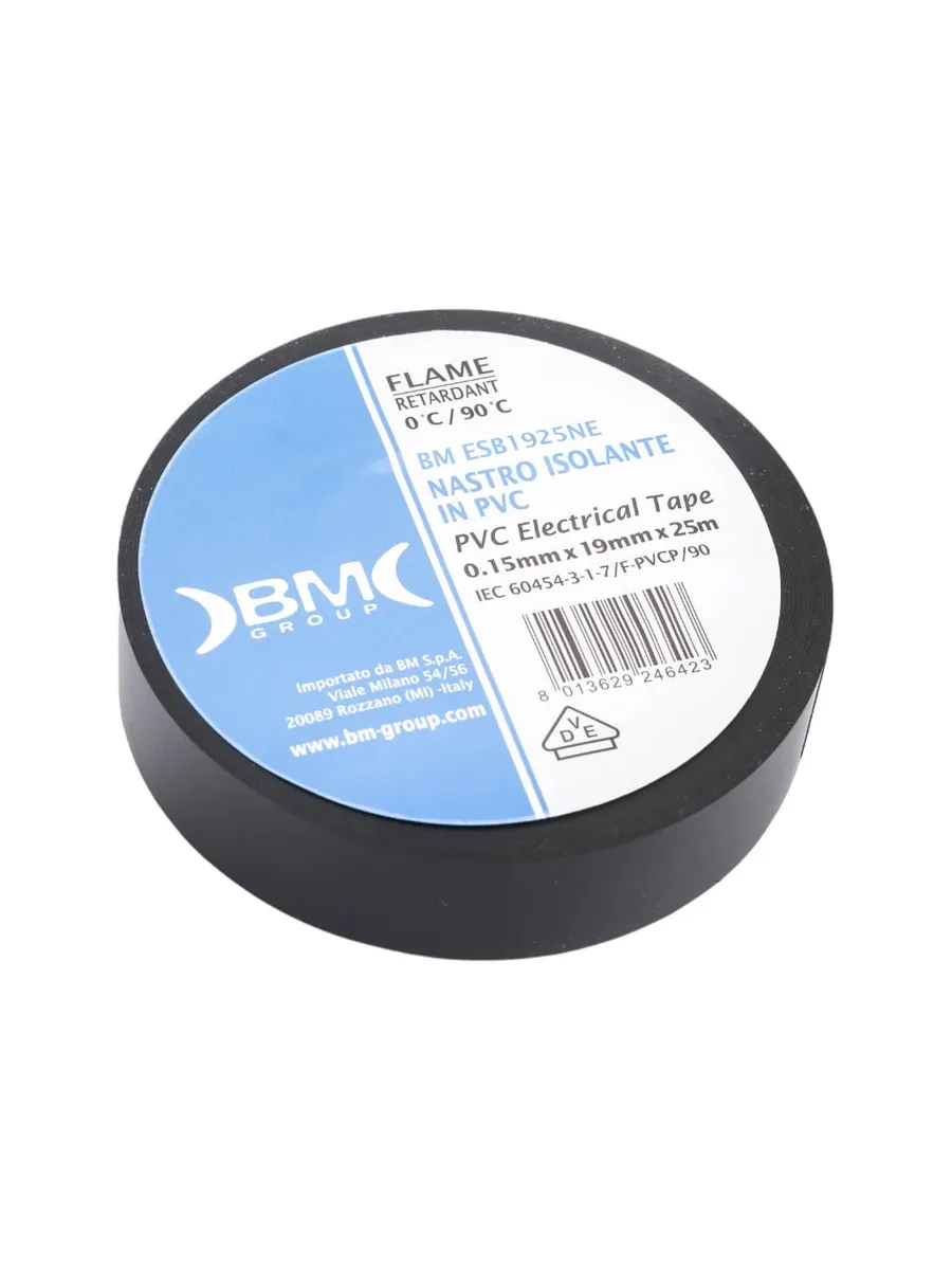 Изолента ПВХ 19 мм x 25 м, цвет черный BM Group BM-ESB1925NE