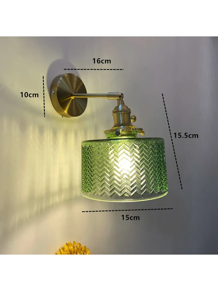 Настенный светильник латунный, зеленый, Lampshade Color 14