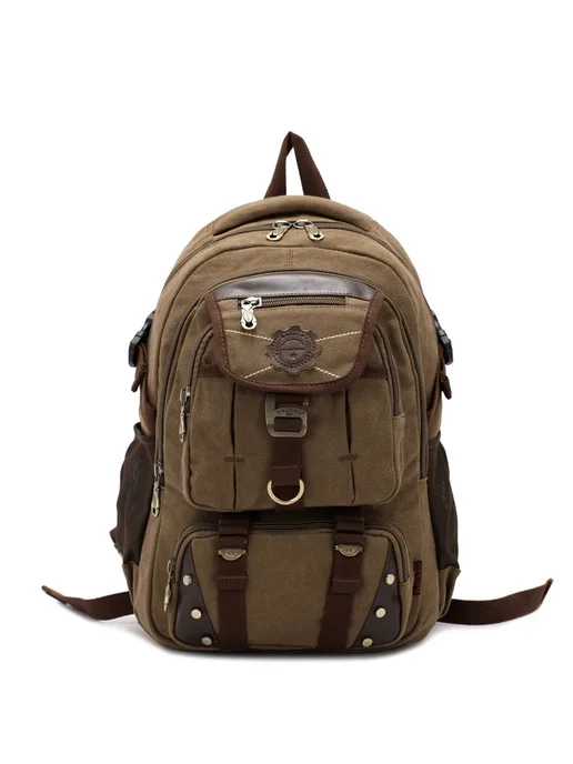IGETBAG Новый модный мужской рюкзак, винтажный холщовый рюкзак, школ, черный, фото 2