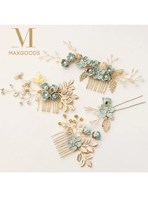 maxgoods Белый гребень для волос с цветами, white 4, розовый, фото 2