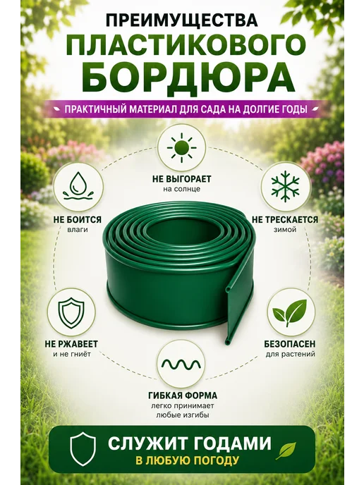 MaxDan Бордюр садовый для газона, черный, фото 3