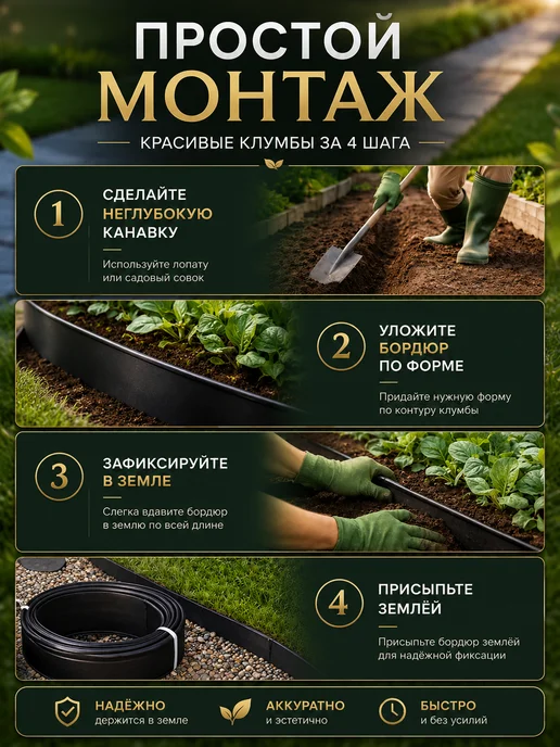 MaxDan Бордюр садовый для газона, черный, фото 7