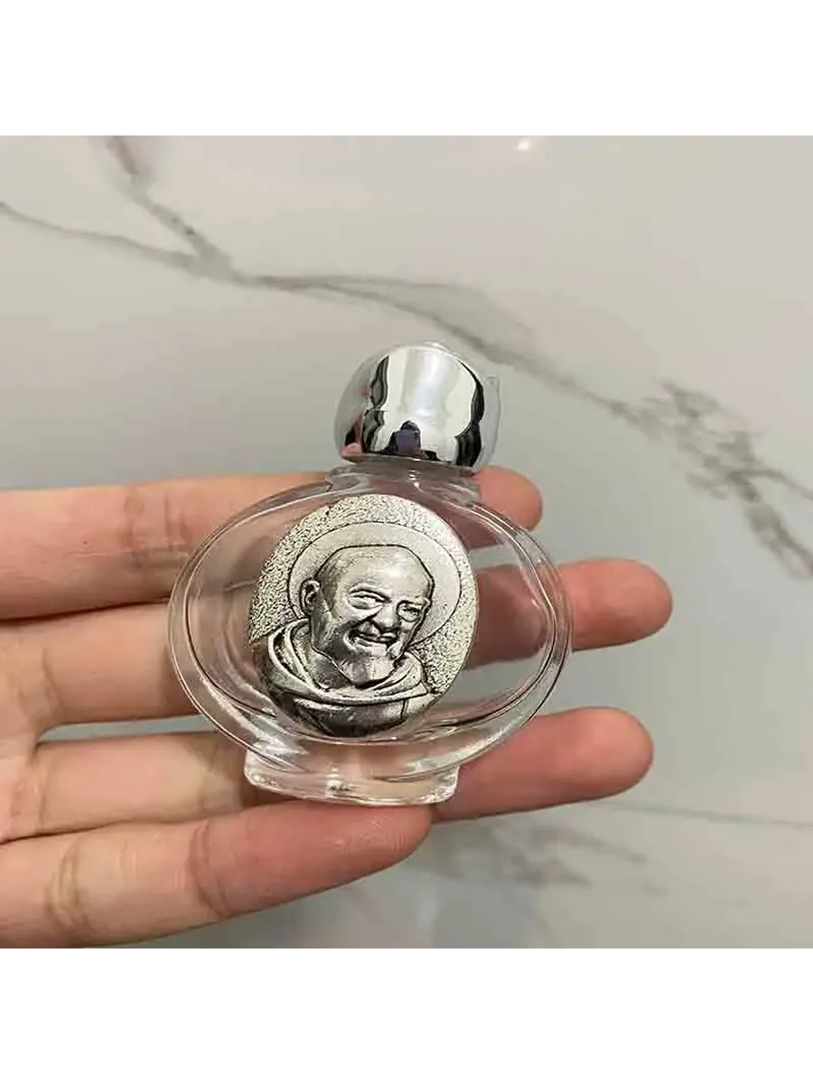 Бутылочка для святой воды с изображением, серебристая
