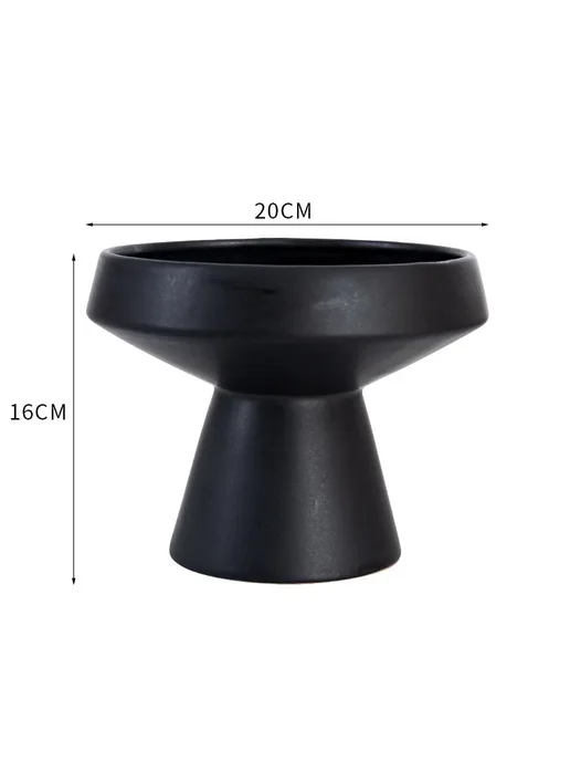 Нет бренда Черная керамическая ваза 20х16 см, black-A, 20x16 см