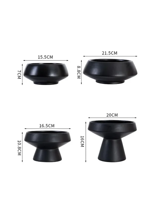 Нет бренда Черная керамическая ваза 20х16 см, black-A, 20x16 см, фото 6