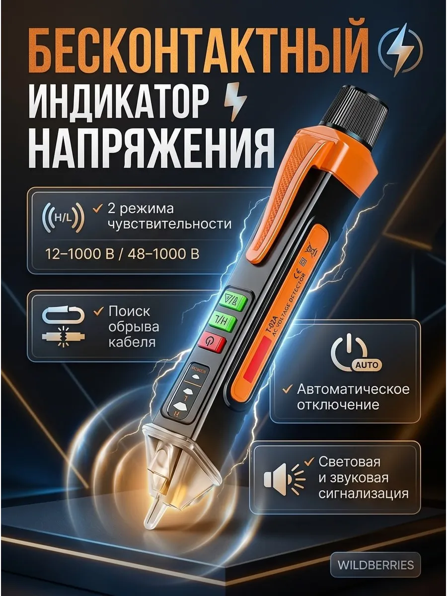 Индикатор напряжения бесконтактный с обнаружением обрыва