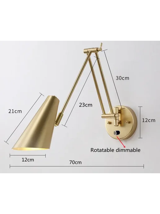 KINLAMS Настенный светильник WD247-gold, регулировка яркост, золотой