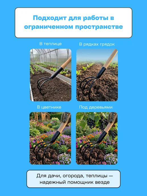 Рыхлитель садовый трехзубый для почвы, вариант, фото 4