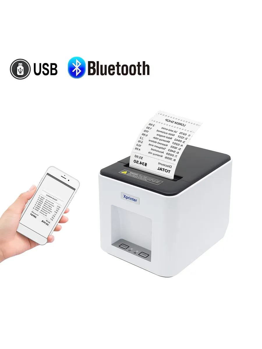 Термопринтер Xprinter 361B для этикеток и Синий, Вилка станд