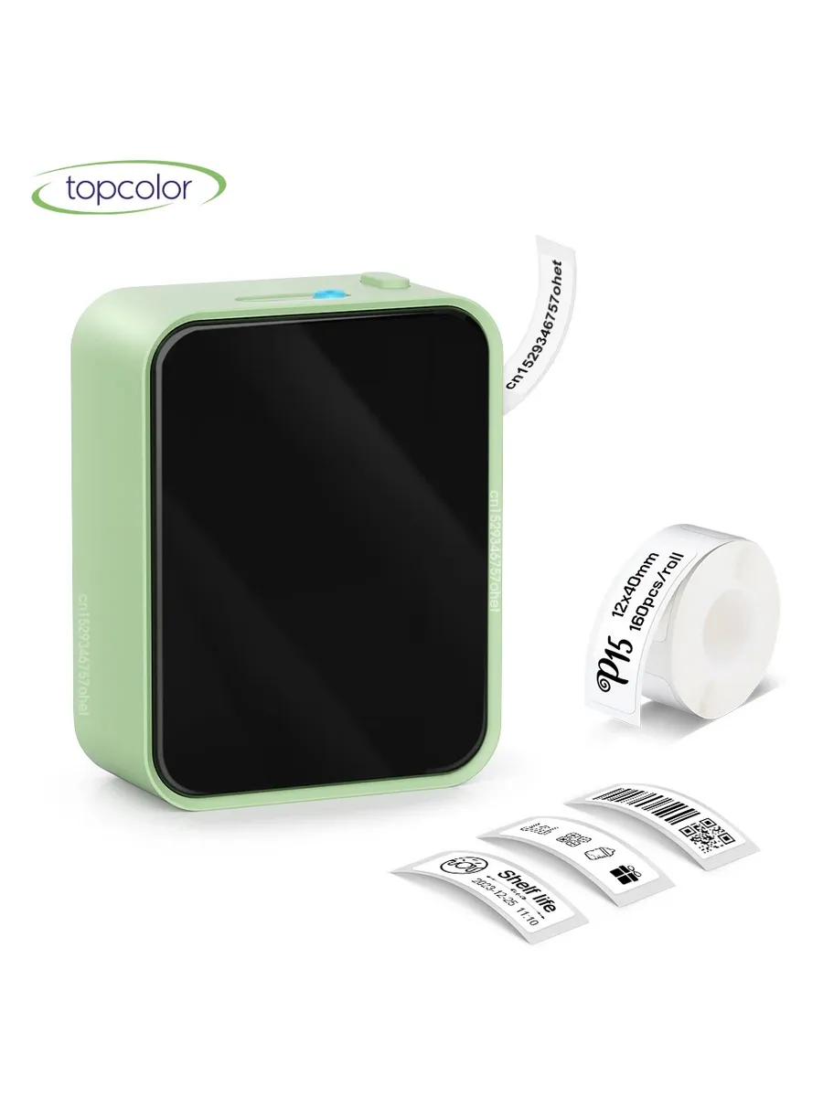 Термопринтер этикеток Topcolor P15 Зеленый Bluetooth