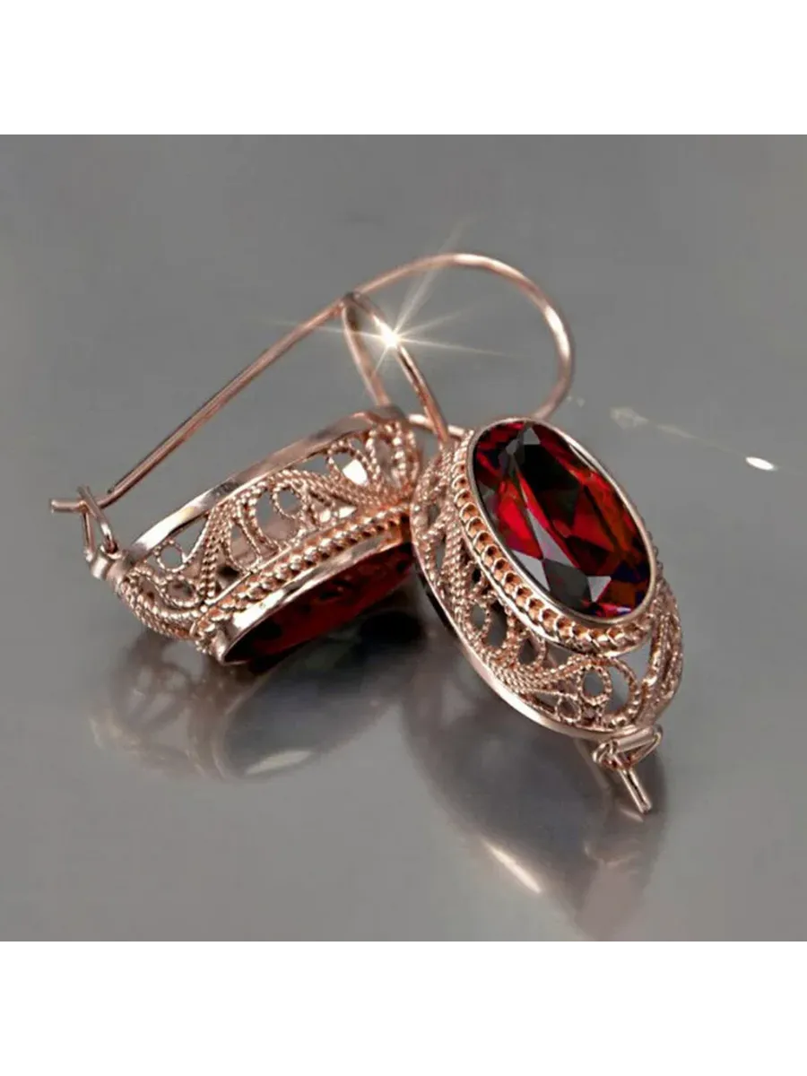 Серьги из меди E3329 с гранатом