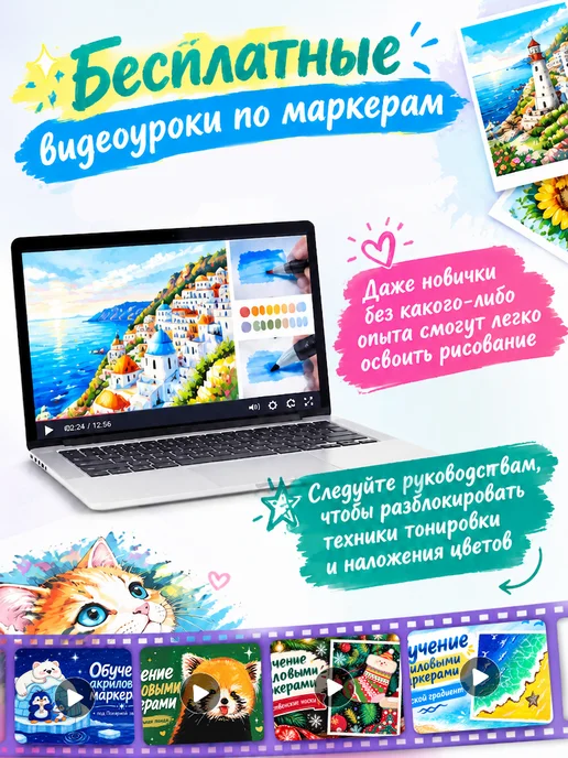 SMILIN Акриловые маркеры кисти на водной основе набор 48 шт, 48 шт, фото 3