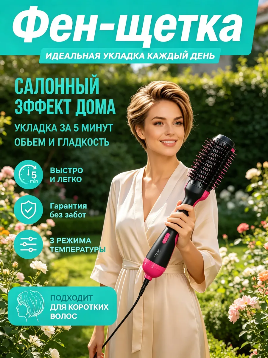 Фен-щетка для укладки коротких волос