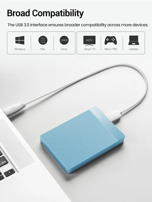 UnionSine Внешний HDD 2,5" 500 ГБ для компьютера Mac и Windows, 500 ГБ, фото 7