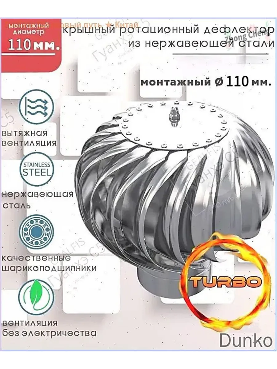 Дефлектор 110 мм для вентиляции турбо-дефлектор нержавеющая