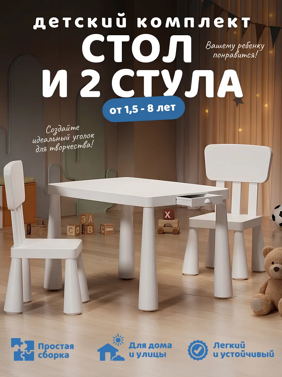 Детский функциональный столик и два стула аналог Икеа