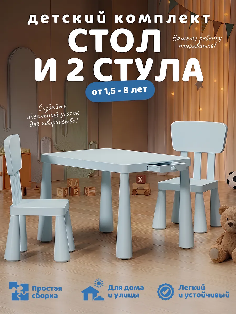 Детский функциональный столик и два стула аналог Икеа