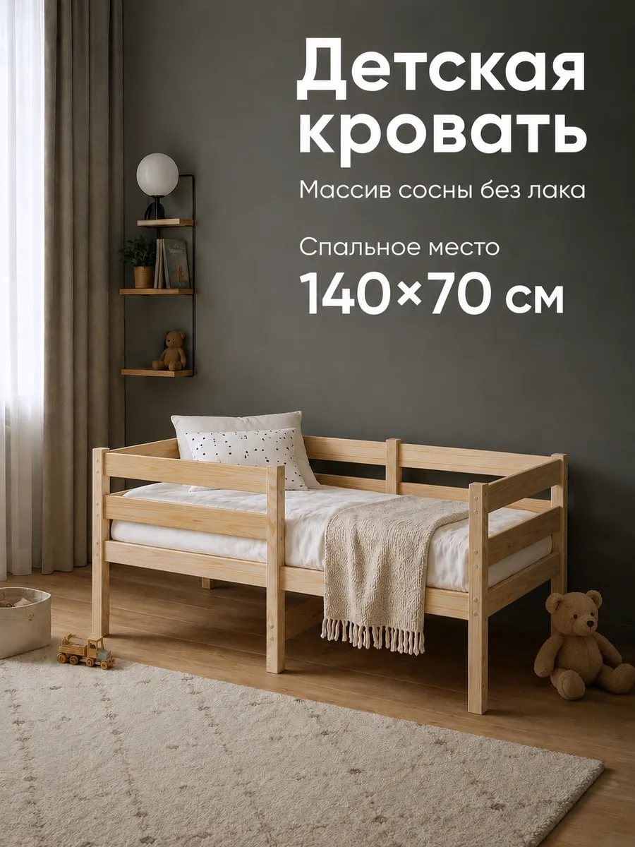 Детская кровать из массива сосны 140х70