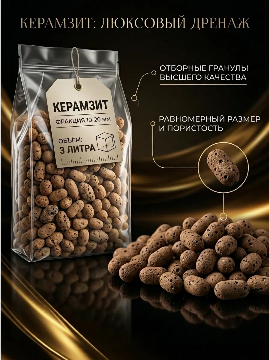Керамзит 10-20мм 3л для растений и цветов средний