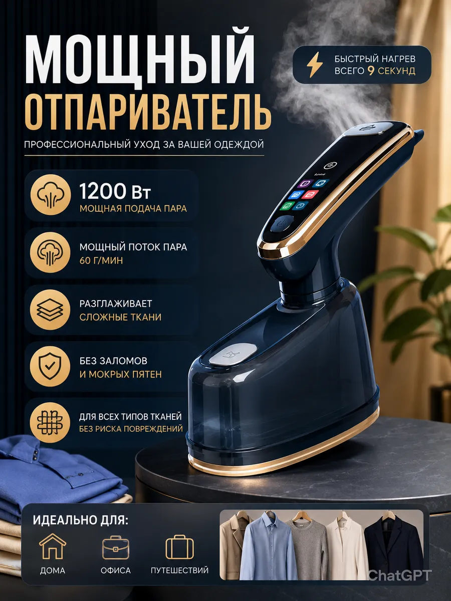 Отпариватель ручной для одежды мощный профессиональный