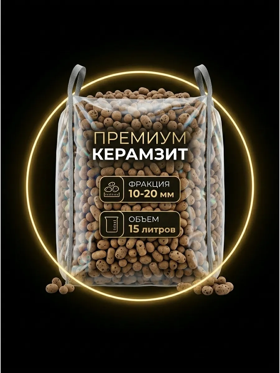 Керамзит 10-20мм 15л для растений и цветов средний