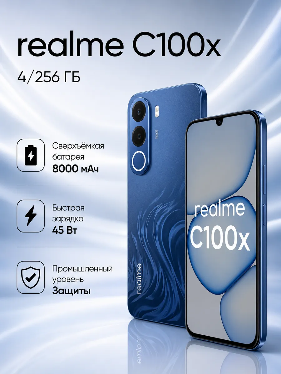 Смартфон c100X 4/256 ГБ, синий