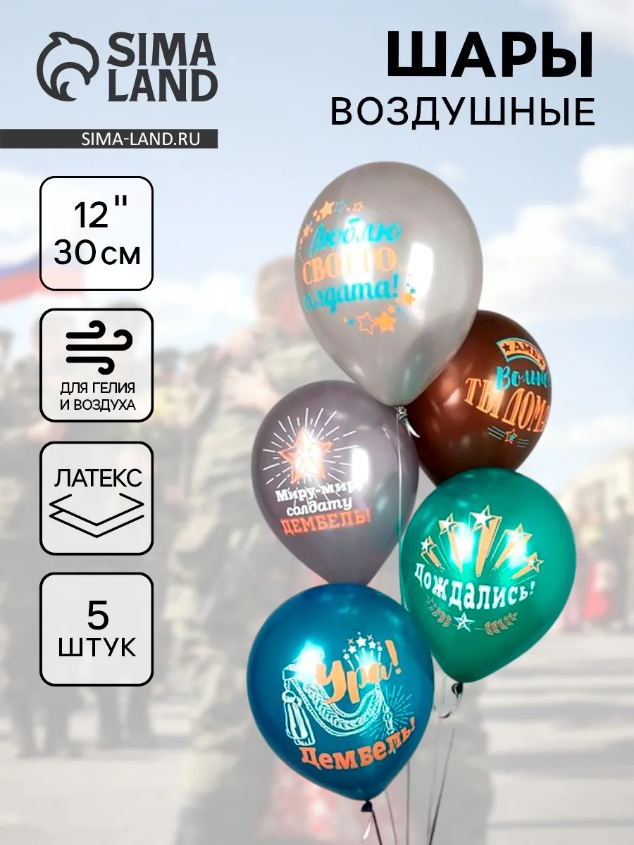 Воздушные шары латексные Дембель, 5 шт