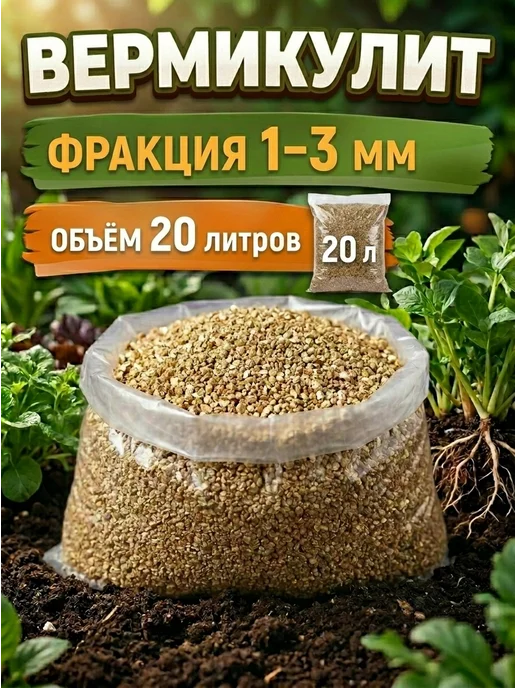 Вермикулит 5л 1-3мм для растений цветов разрыхлитель почвы, 20 л