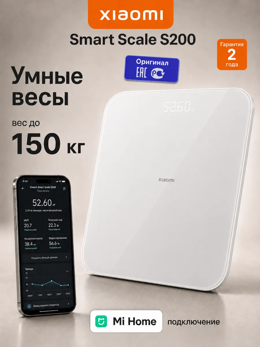 Весы напольные электронные для веса Mi Smart Scale S200