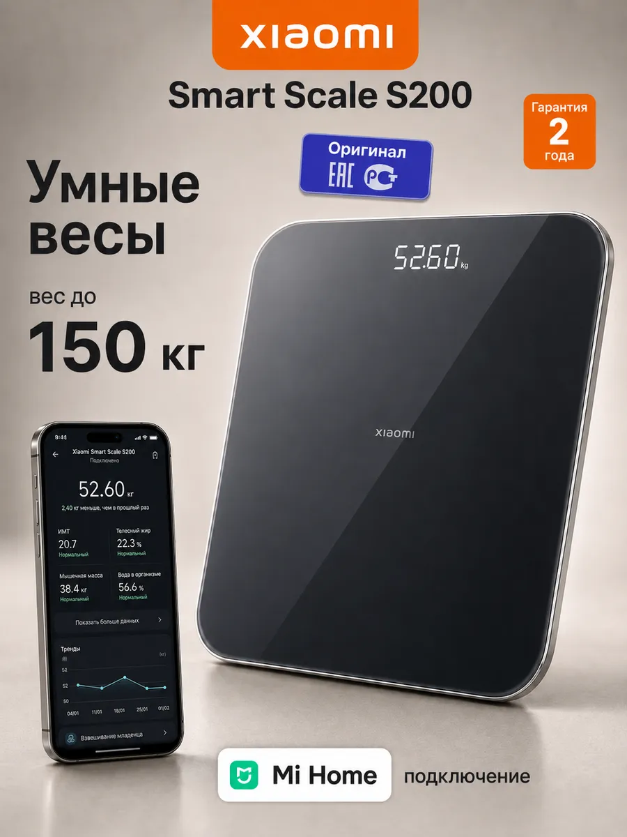 Весы напольные электронные для веса Mi Smart Scale S200