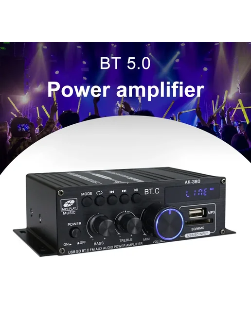 APWIKOGER AK380 Bluetooth усилитель для домашнего кинотеатра, черный, фото 2