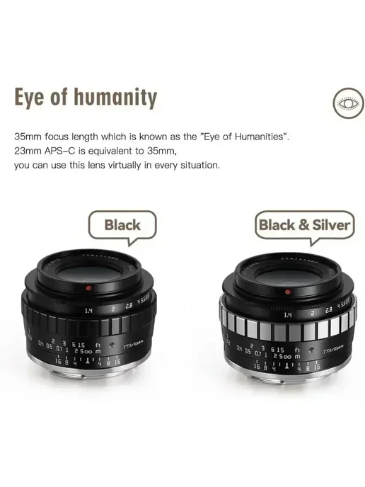 TTArtisan Объектив 23mm F1.4 Фудзи ХФ Black and Silver Fuji, черный, фото 5