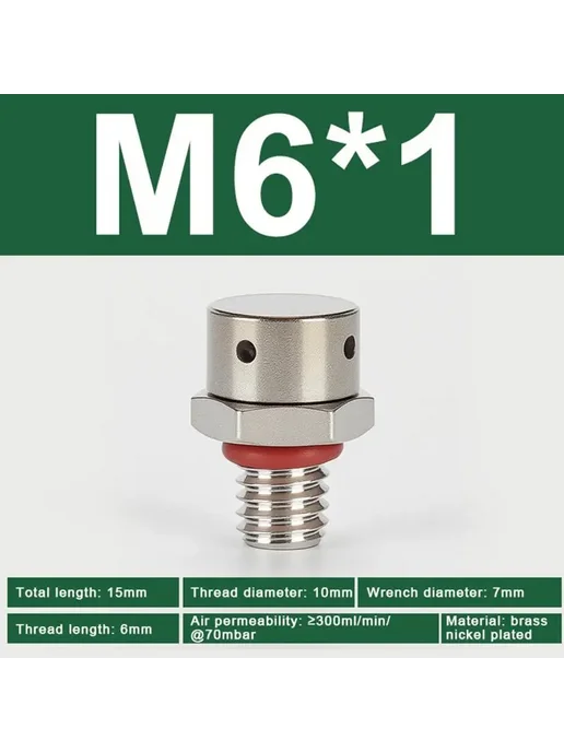 ZLinKJ Вентиляционный клапан M6x1, нержавеющая сталь, 6x1