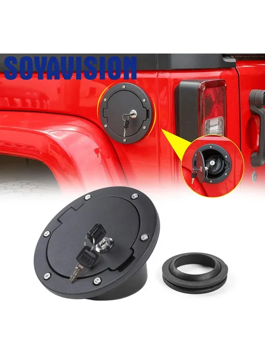 Нет бренда Черная крышка лючка бака с замком для Jeep Wrangler JK 2007-, черный, фото 2
