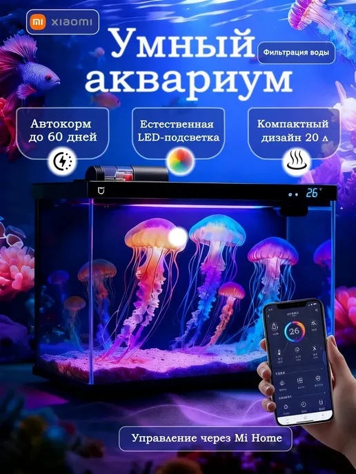 Аквариум для рыбок с фильтром и подсветкой 20L CN, 20 л, фото 2