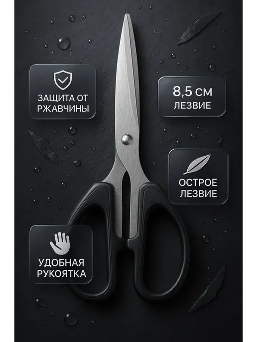 asi333 Ножницы канцелярские универсальные для дома и офиса, черный, фото 2