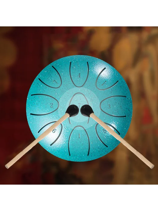 Духовой Steel Tongue Drum 4 дм, 9 нот для медитации, зеленый, фото 3