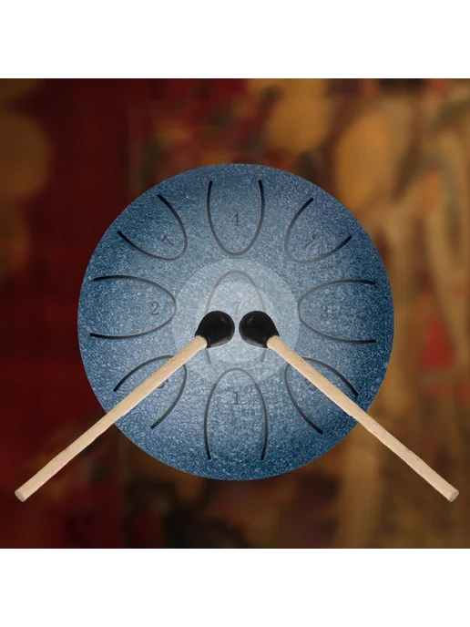 Духовой инструмент 4'' Steel Tongue Drum 9 нот для йоги, мед, вариант, фото 3