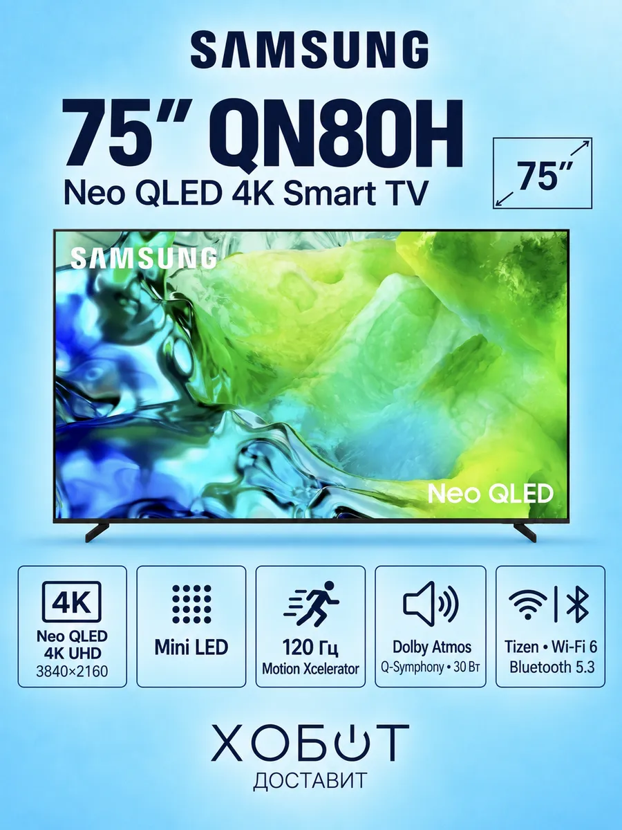 Телевизор QE75QN80HAUXPY (2026) Samsung 1123086214 купить в интернет‑магазине Wildberries