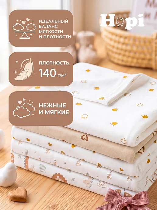 Hopi Пелёнки для новорождённых детей набор 5 штук, белый, фото 2