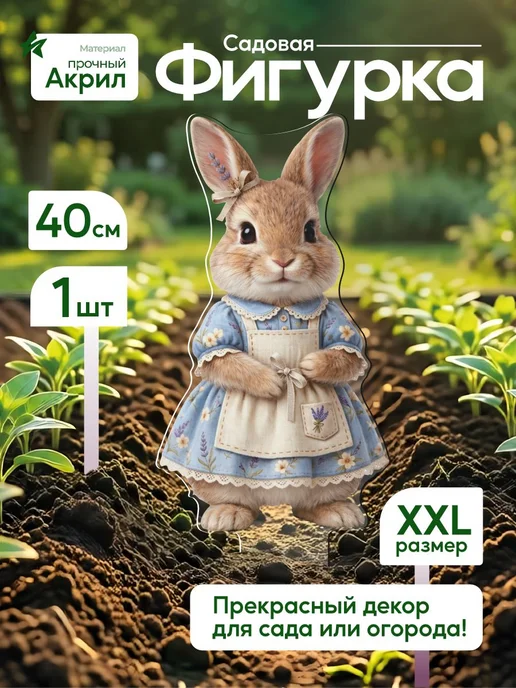NEW! 2 плюс 1 Садовая фигурка, топпер Крольчиха в платье прованс, белый