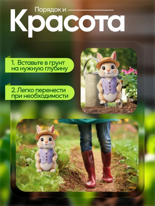 productiON Садовая фигурка, топпер Кролик в жилетке, белый, фото 4