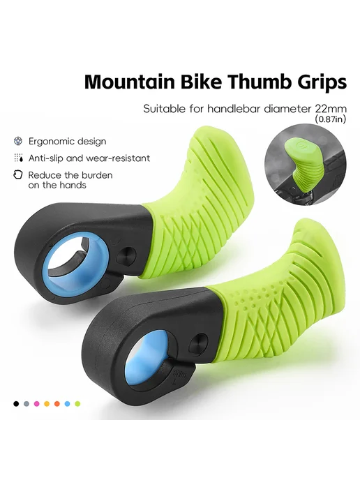 Грипсы для MTB Thumb Support эргономичные зеленые, зеленый, фото 7