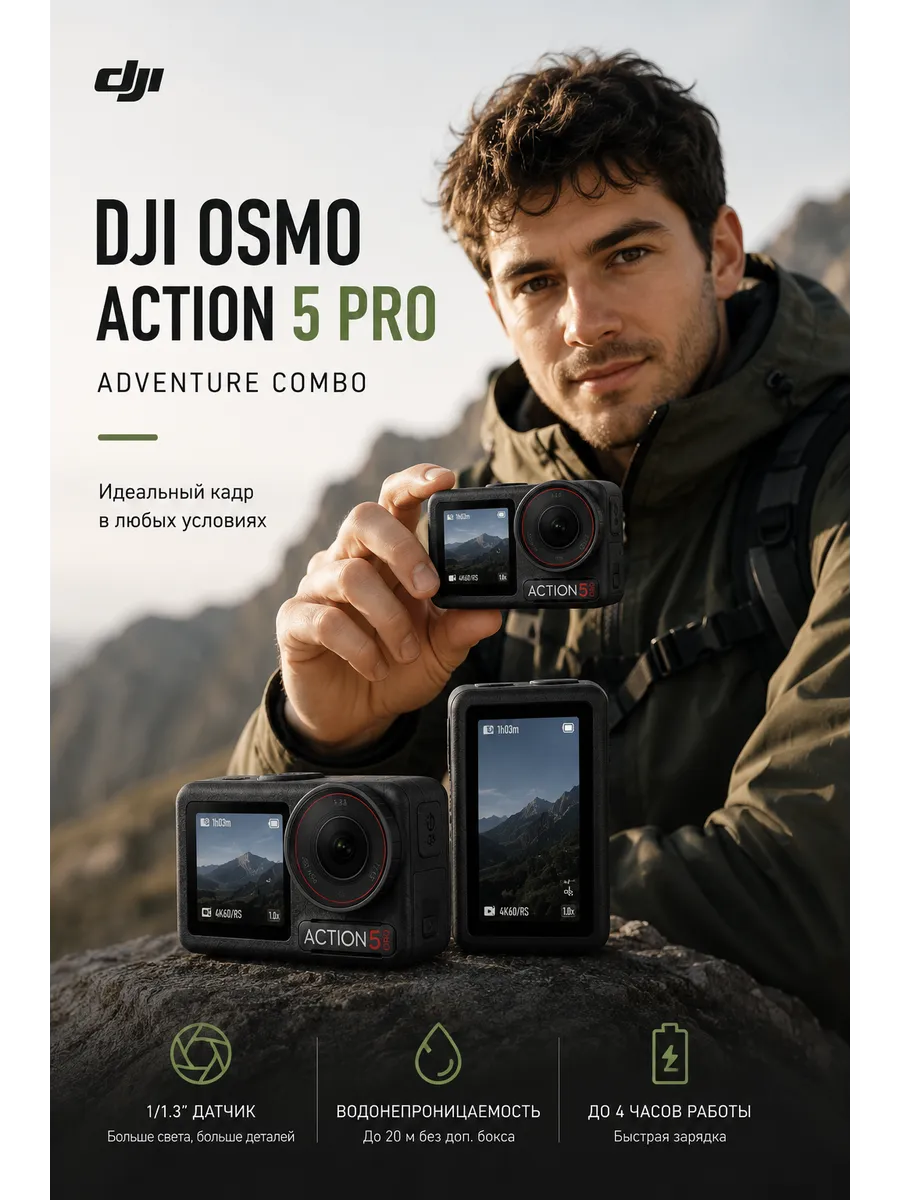 Экшн-камера Osmo Action 5 Pro Adventure Combo
