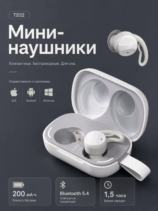 SONICNEX Наушники Bluetooth 5.3 IPX5 CVC ENC HiFi, белый, фото 6
