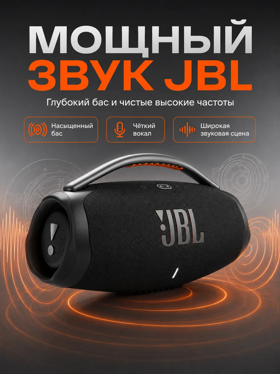 JBL Портативная акустика BOOMBOX 3 BLK черный