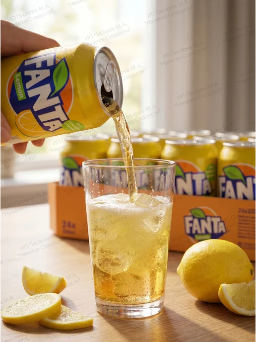 fanta Газированный напиток Lemon, 12 банок по 330 мл, 330 мл, фото 2